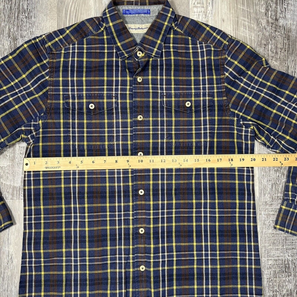 Tommy Bahama Men's Size Medium Multicolor Plaid Shirt Long Sleeve Cotton Pocket - Picture 5 of 7